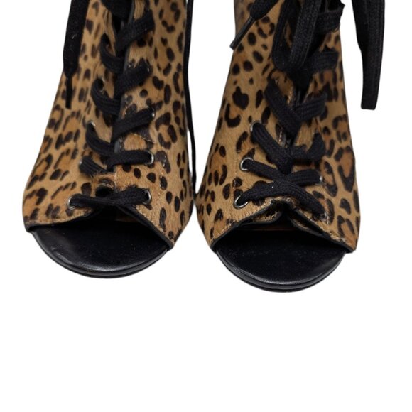 French Connection Quillan Ankle Boot Womens Leopard Calf Fur Leather Bootie Sz 9 - Picture 9 of 12